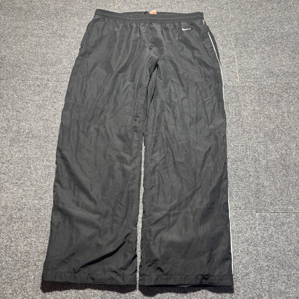 Nike Athletic Dept Track Pants Mens XL Black White Stripe Windbreaker Wide Leg